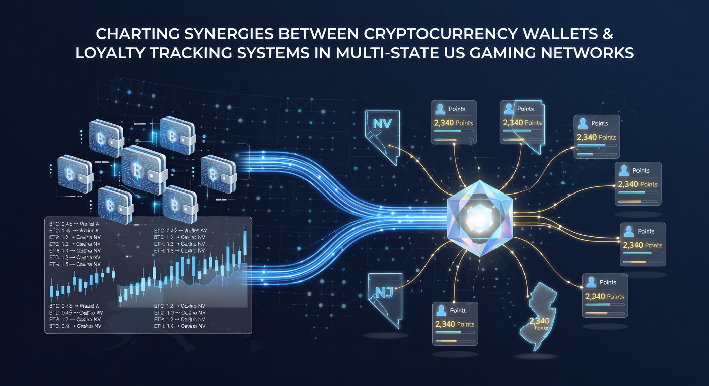 Illustration of cryptocurrency wallet integration with casino loyalty systems across US states