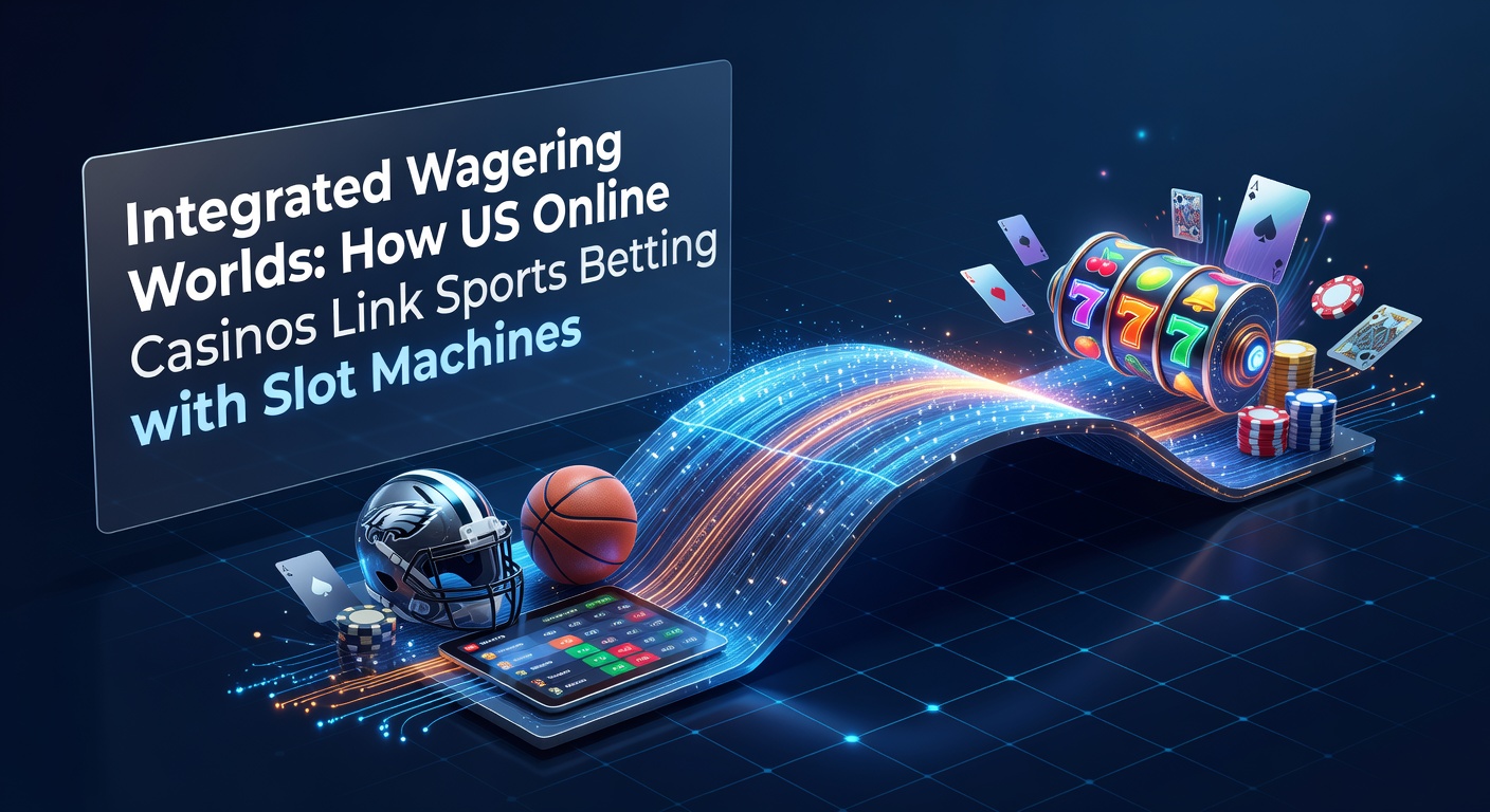 Digital interface showing a unified online casino app with sports betting odds alongside colorful slot reels spinning on a mobile screen
