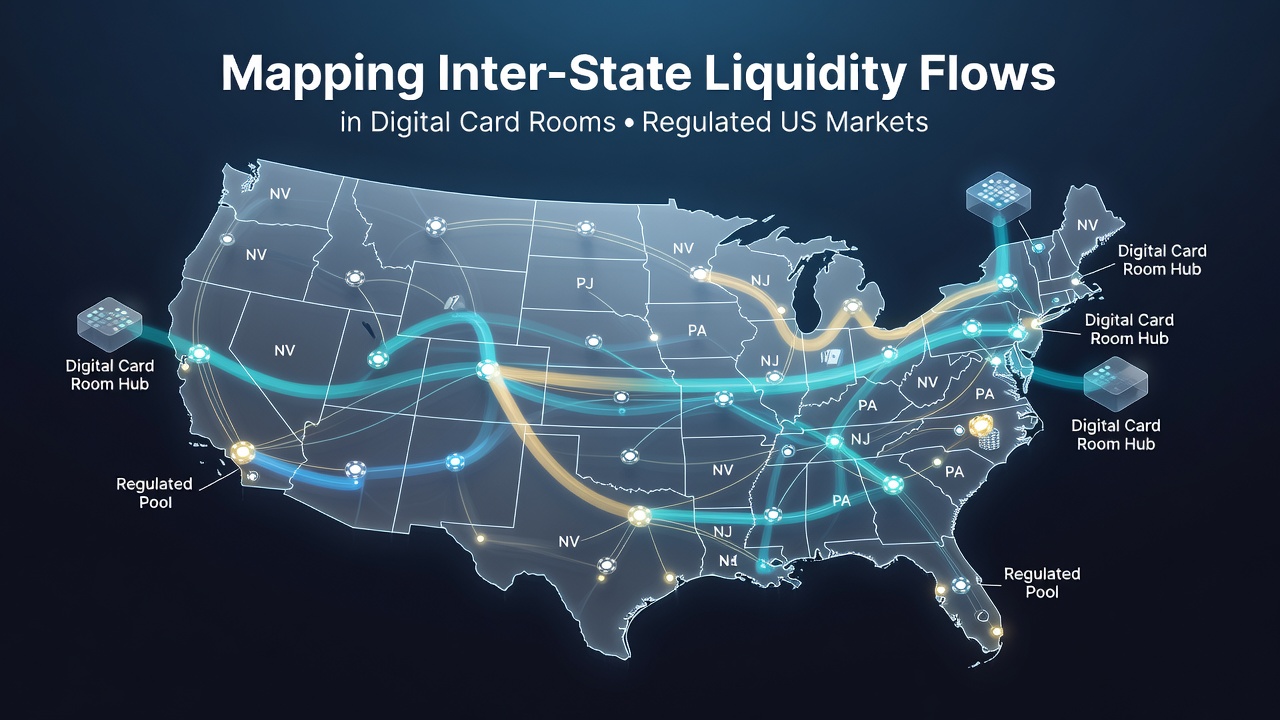 Chart showing interstate poker liquidity volumes across US states in 2026