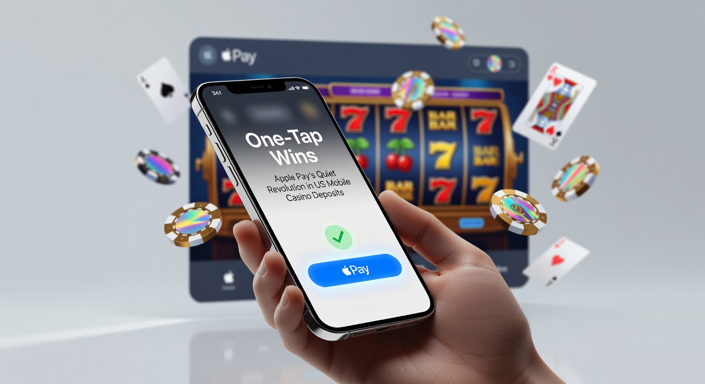 Smartphone screen showing Apple Pay deposit confirmation in a US mobile casino app, highlighting one-tap speed and security features