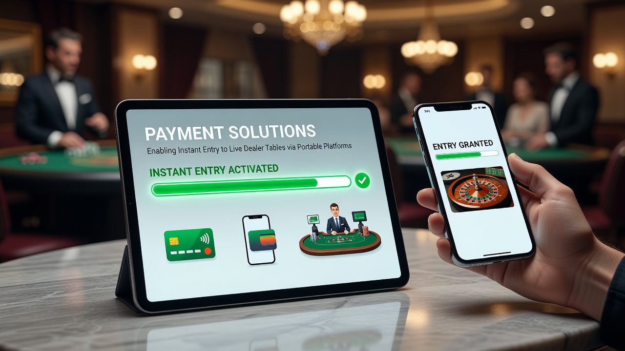 Mobile payment interface showing instant deposit options for live dealer tables on a smartphone screen