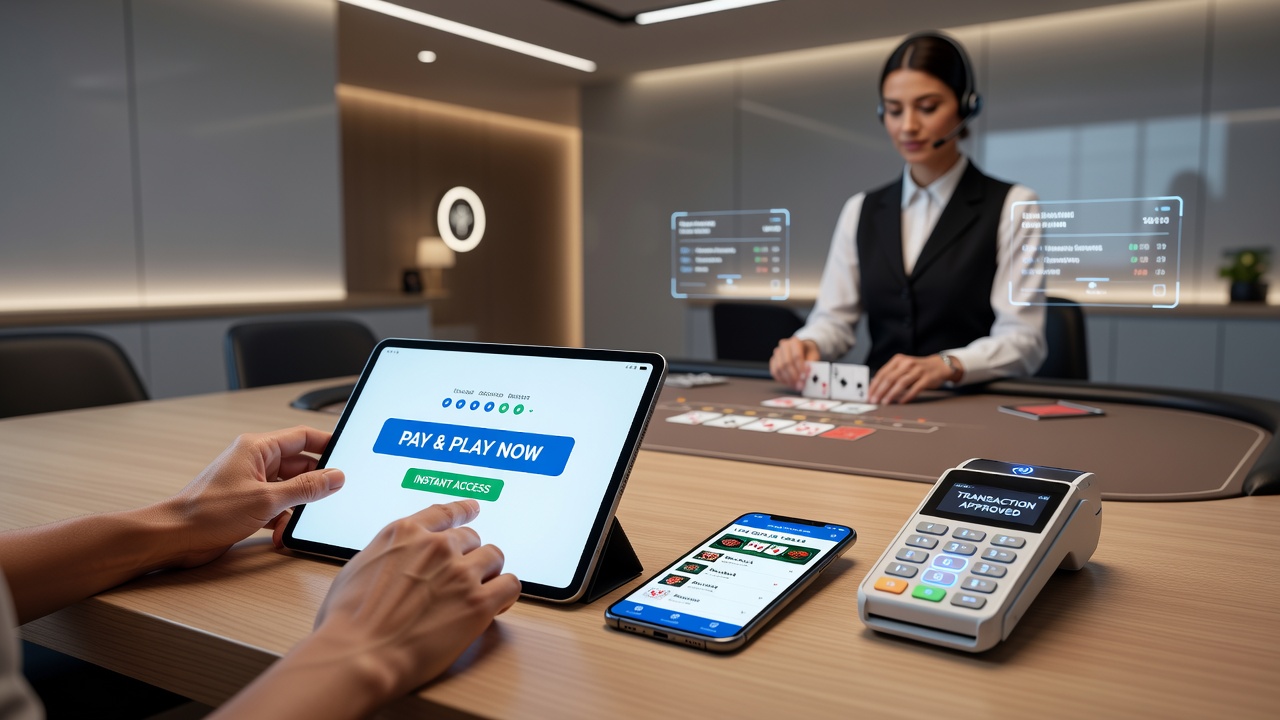 Live dealer table interface on a tablet with payment confirmation overlay during a mobile gaming session