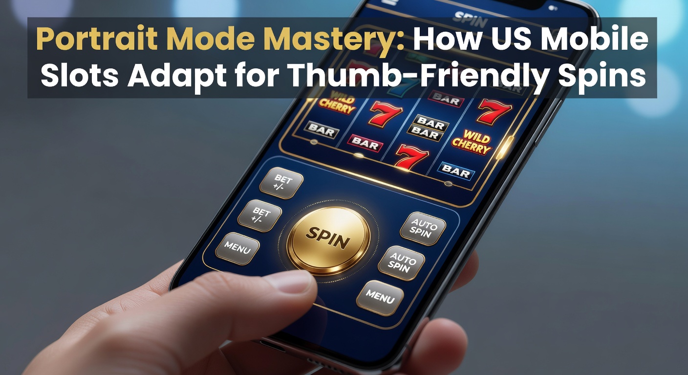 Smartphone displaying a vibrant US mobile slot game in portrait orientation, with oversized spin button optimized for thumb reach