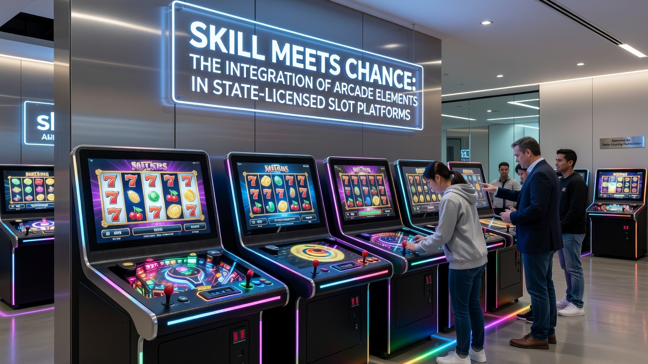Mobile interface showing an arcade bonus round within a state-licensed slot game