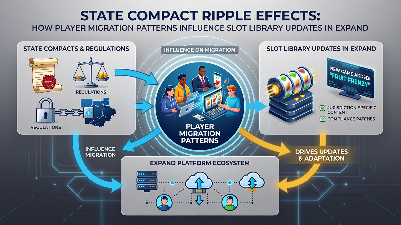 Infographic displaying slot game popularity metrics linked to player movement between compact states