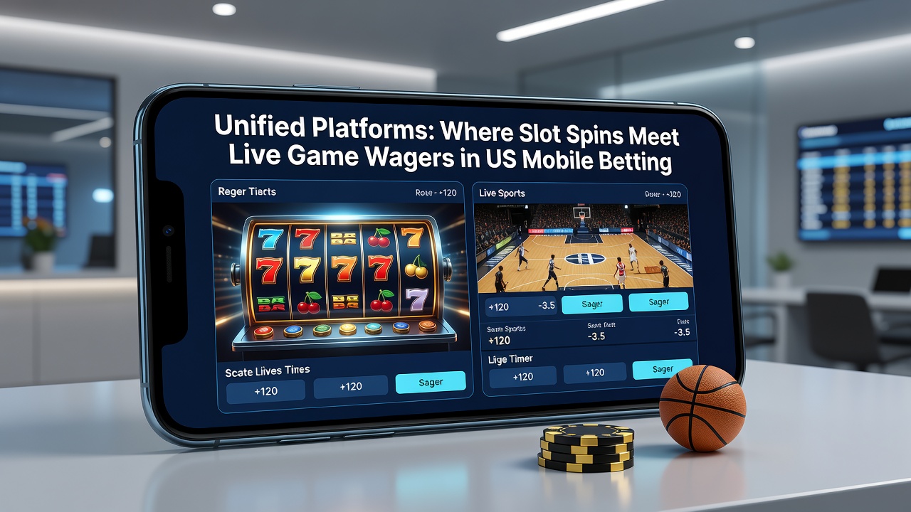 Mobile screen displaying seamless transition between slot reel spin and live dealer blackjack table within one betting app